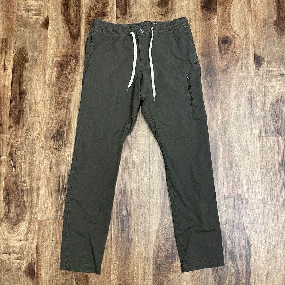 Vuori Ripstop Climber Pants Men Large Green Waist Drawstring Zip Outdoor